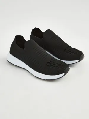 Black Knitted Slip On Trainers | Women | George at ASDA