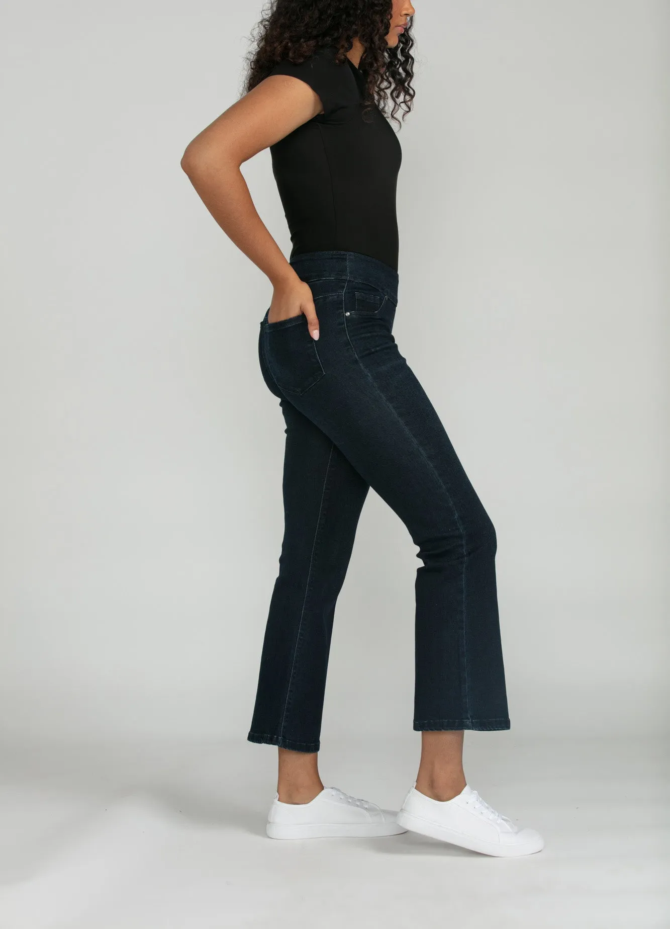 Bluberry Denim Elastic Waistband Boot Rinse wash Meaghan