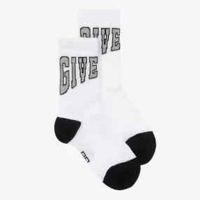 Boys White Cotton Varsity Ankle Socks