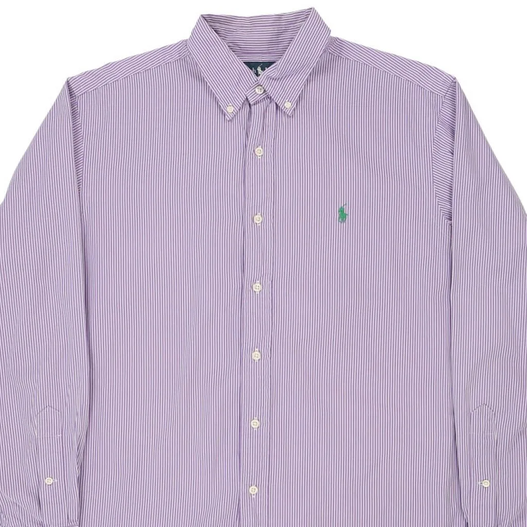 Classic Fit Ralph Lauren Striped Shirt - Large Purple Cotton