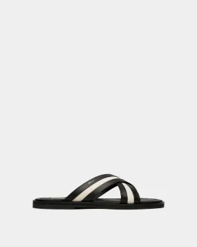 Glide Slip-on Sandal In Black And White Leather 