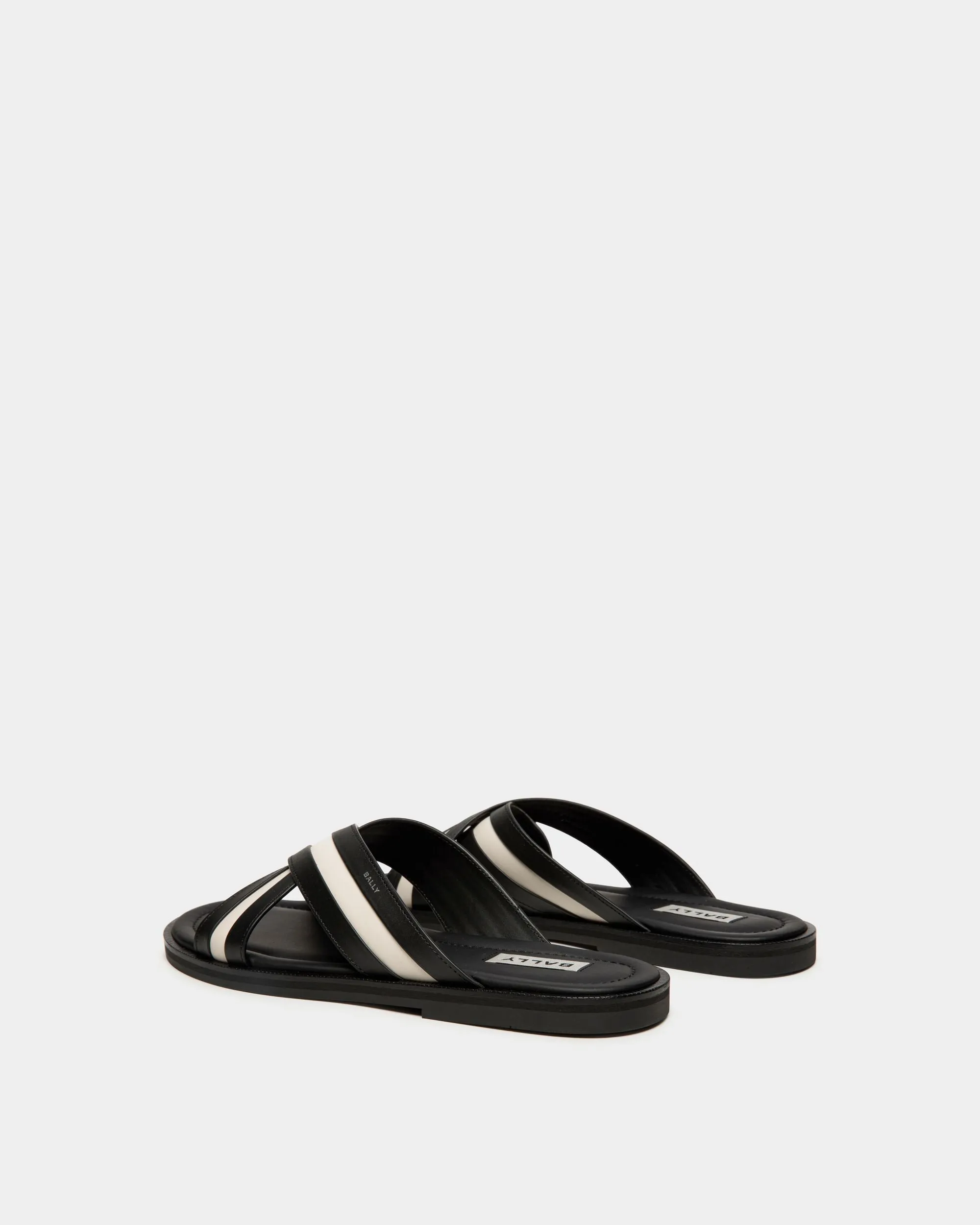 Glide Slip-on Sandal In Black And White Leather 