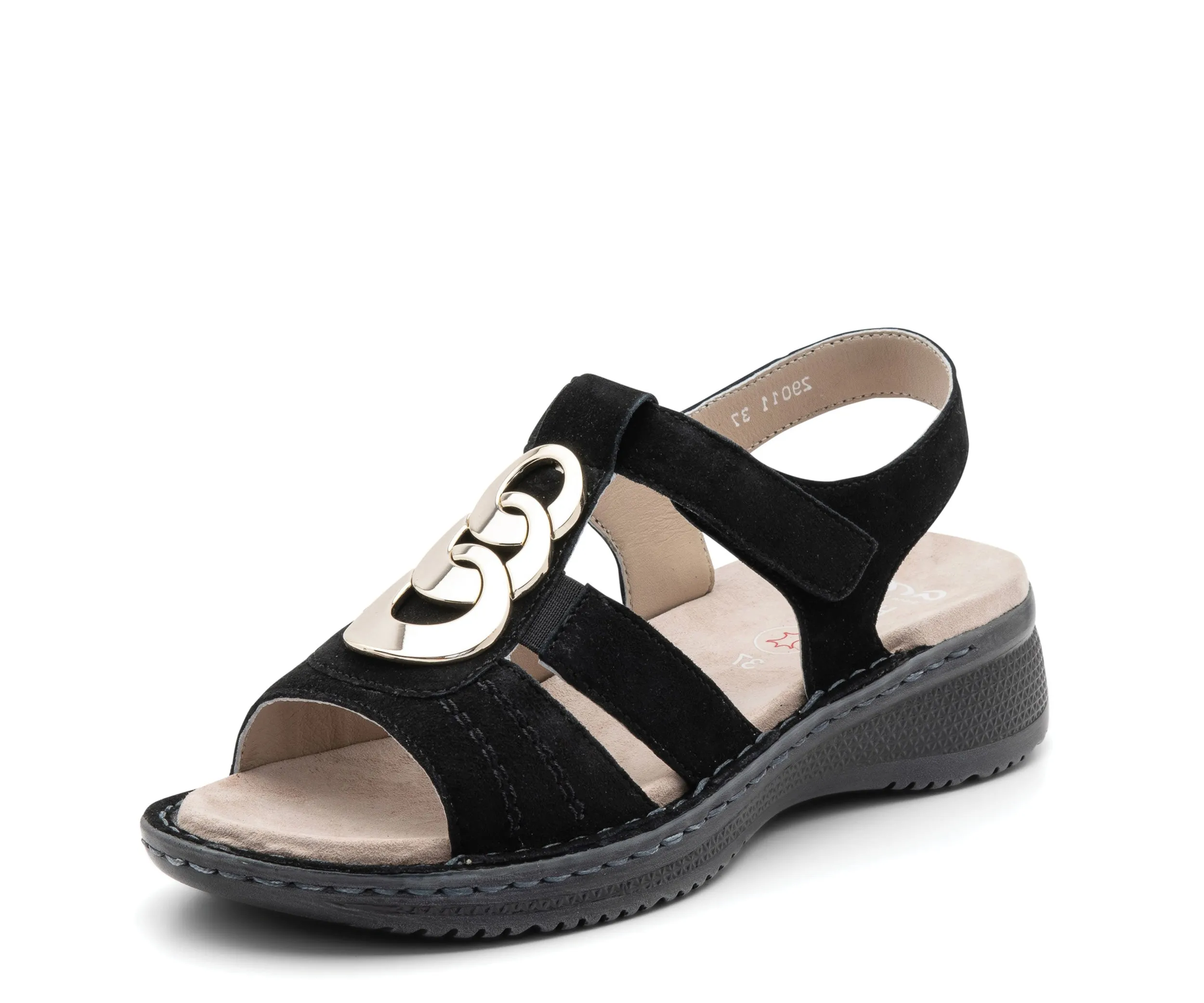 Helena Women's Adjustable Medallion Sandal - Black 01