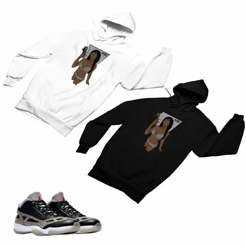 Jordan 11 Black Cement Matching Custom Designed HoodiesJD 11-5-8-1