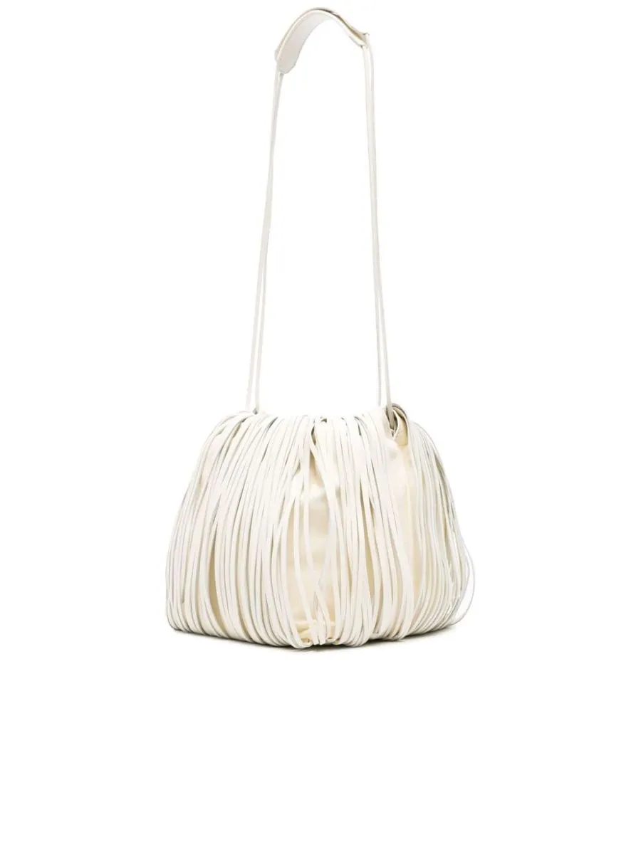 Smooth Grain Fringe Bucket Shoulder Bag