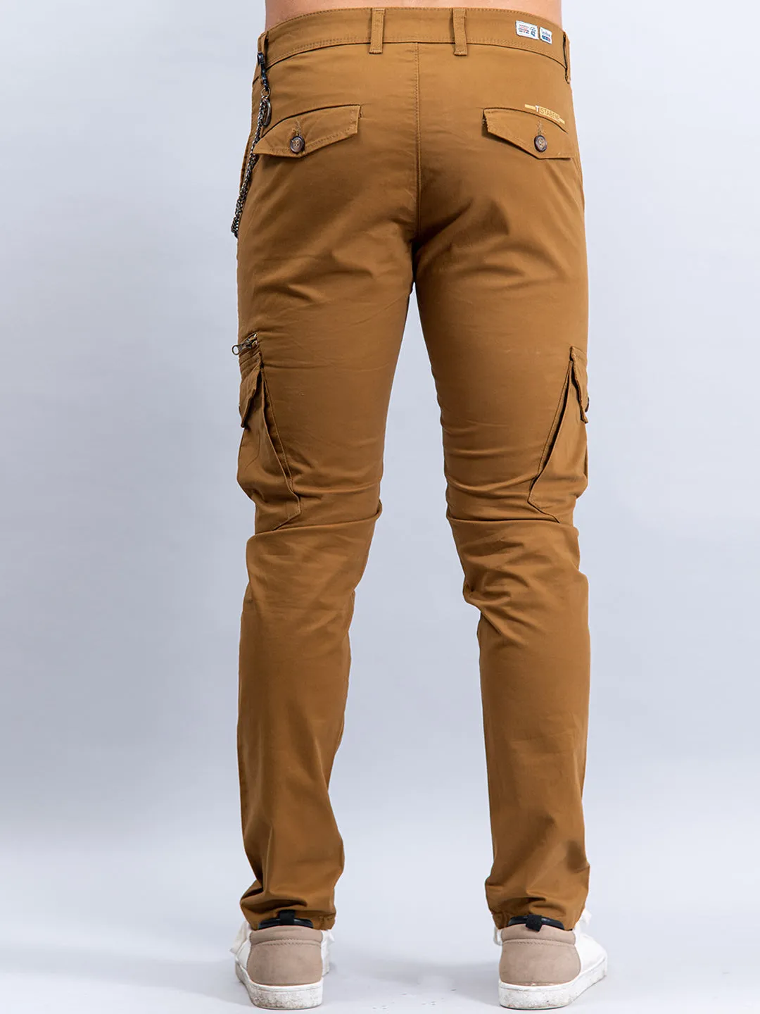 Solid Khaki Cargo Pants