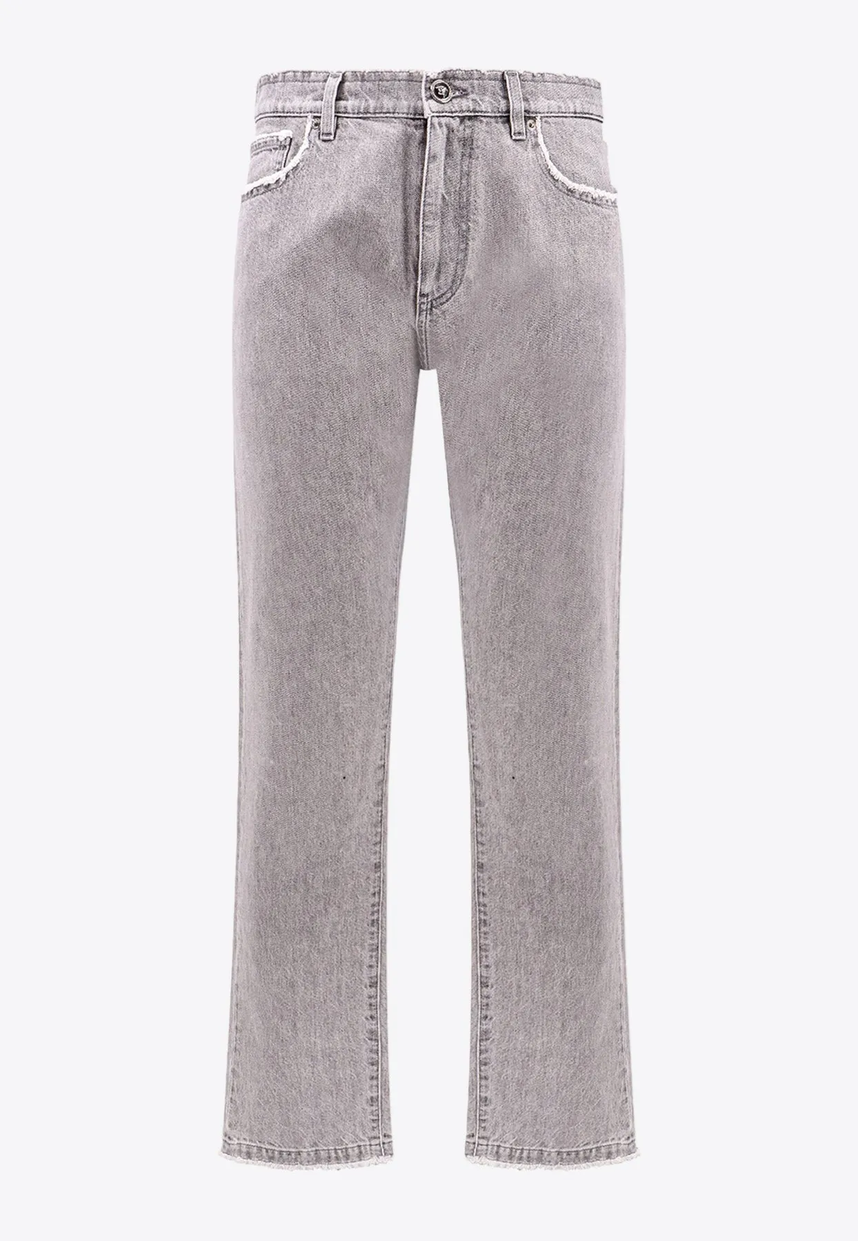 Straight-Leg Frayed Jeans