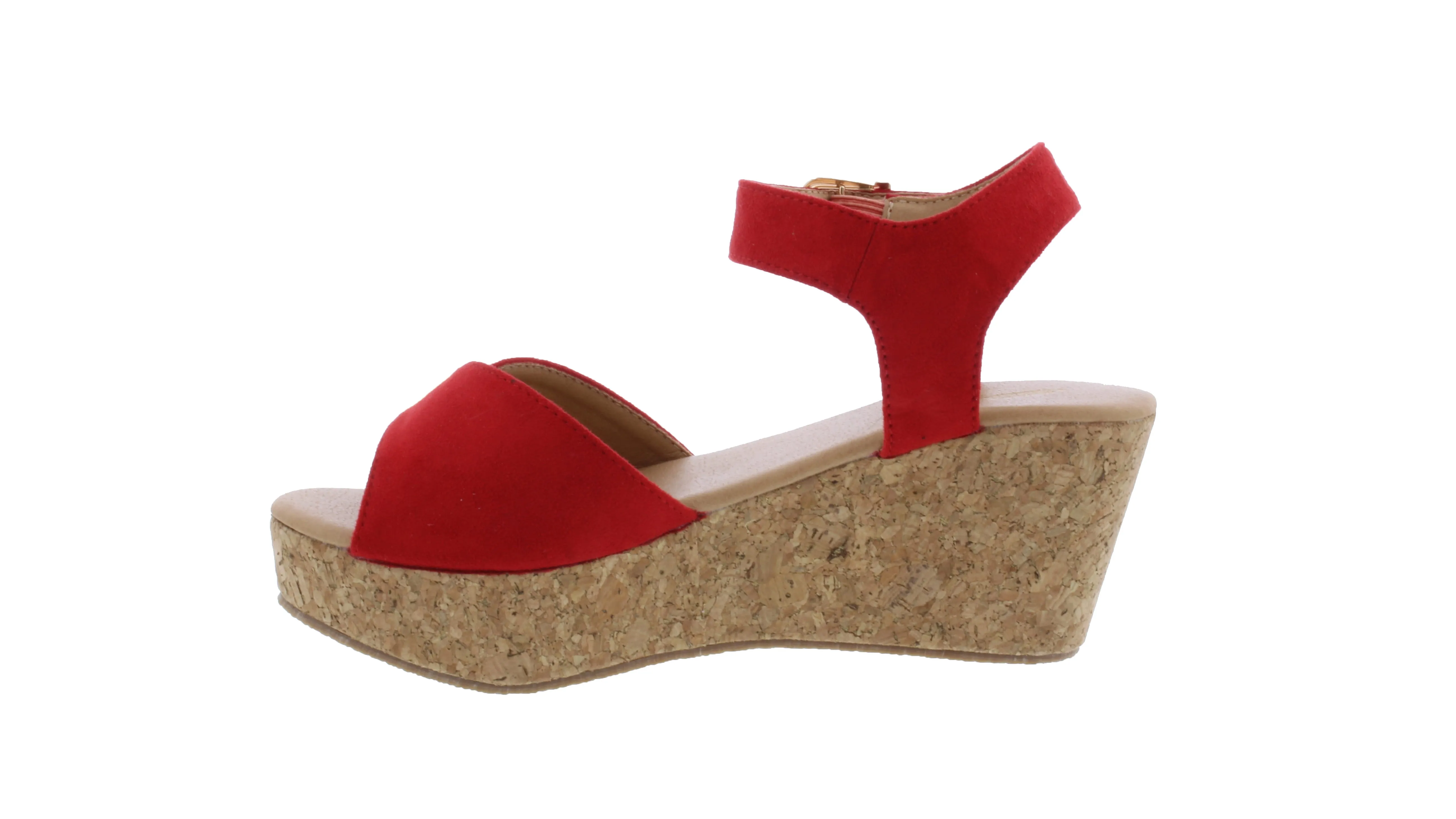 Women Microfiber Platform Sandal with Buckle Closure