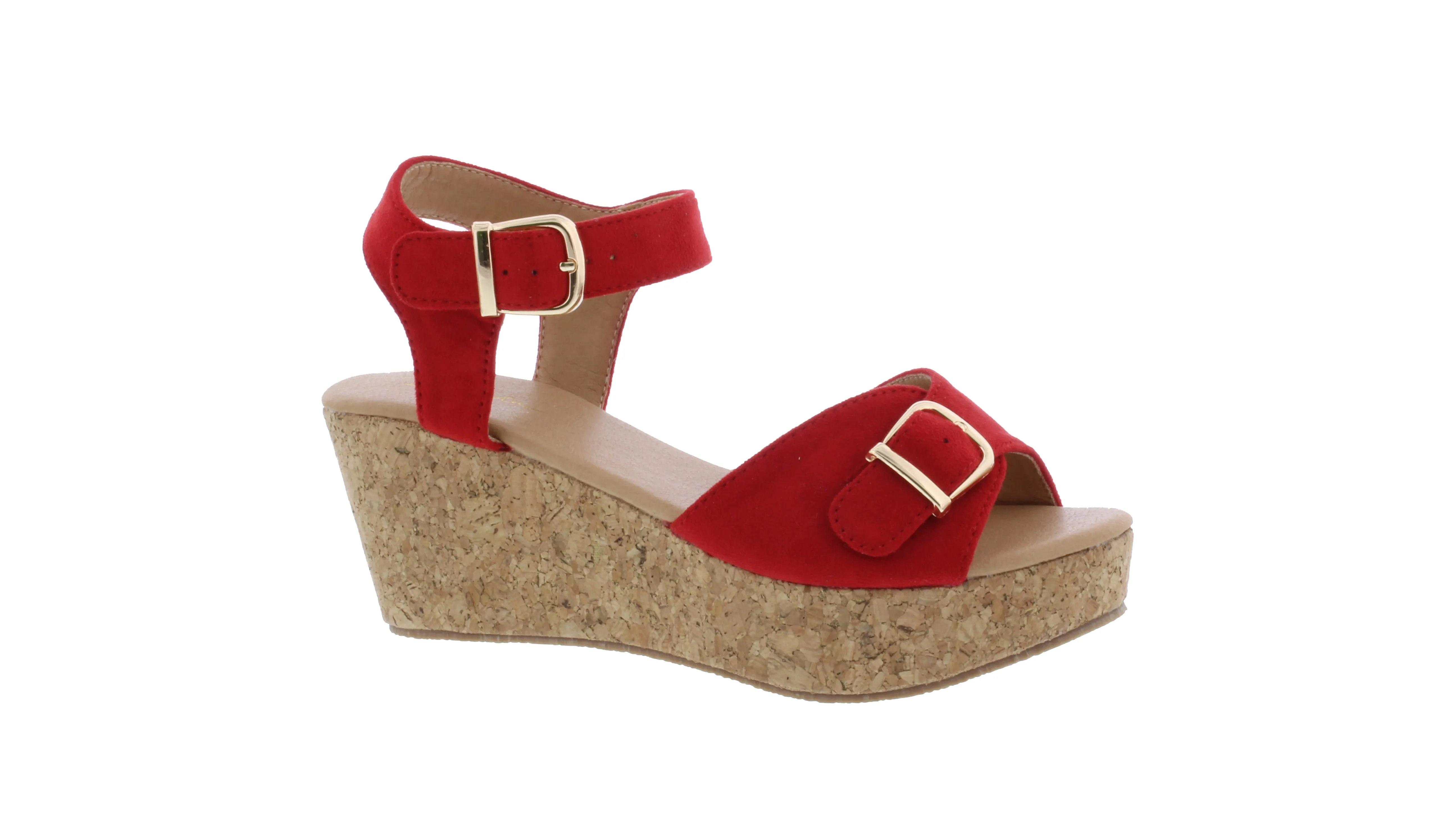 Women Microfiber Platform Sandal with Buckle Closure